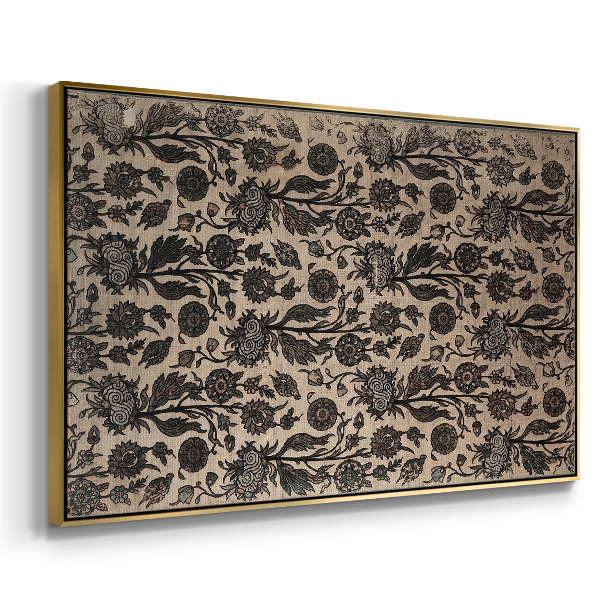 Vintage Abstract Print-XXXII Framed in Gold Wood Gallery Wrapped Canvas 27 in. x 41 in.