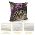 thumbnail image 4 of SHANXI Halloween Cat Pillow Covers 18x18 Inch Cute Cat with Purple Witch Hat Spooky Throw Pillow Cases Cotton Linen Halloween Farmhouse Decor Cushion Cover 22x22in, 4 of 5