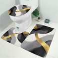 thumbnail image 2 of Gray and Gold Marble Wavy Lines Pattern Bathroom Rugs Sets 3 Piece,Toilet Cover Set,Absorbent Non Slip Bathroom Mats Sets with U-Shaped Contour Rug Toilet Rug Set, 2 of 5