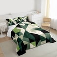 thumbnail image 3 of Manfei Vintage Green Square Bedding Comforter Set, Chic Triangle Geometric Twin Comforter Sets, Abstract Ombre Reversible Bedding Set, Ultra Soft Home Decor, 2pcs, 3 of 8