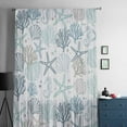 thumbnail image 5 of Aqua Teal Coastal Semi Sheer Curtains Drapes for Living Room, Bedroom, French Doors Window 96 Inches Long, Summer Beach Starfish Coral Nautical Rod Pocket Chiffon Curtain Drapery Voile Drape Panel, 5 of 6