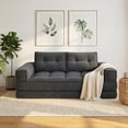 thumbnail image 4 of Leumius 2 Seater Modular Corduroy Sofa with Chaise Lounge,2-in-1 Boneless Convertible Floor Couch,Lazy Double Sofa with Armrest for Living Room Bedroom Apartment Game Guest Room,Dark Gray, 4 of 12