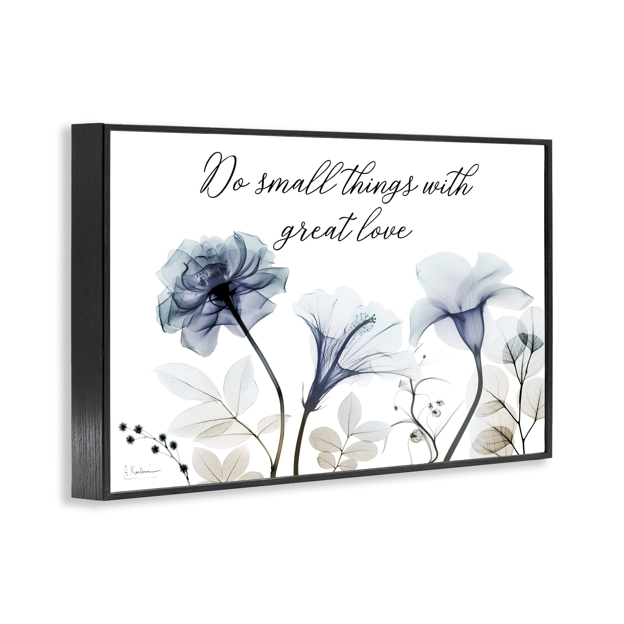 Stupell Industries With Great Love Floral Religious Painting Black Framed Art Print Wall Art, 24 x 16