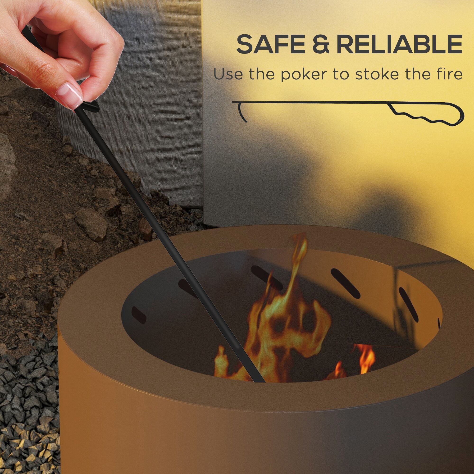 Outdoor Grill, Smokeless Fire Pit, 19" Portable Wood Burning Firepit with Poker, Low Smoke Camping Bonfire Stove for Backyard Patio Picnic, Stainless Steel, Bronze, Bronze BBQ Grill,Tabletop Grill