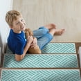 thumbnail image 3 of SussexHome Sisal Design 9" X 28" Stair Treads - 150 % Cotton Anti-Slip Carpet Strips for Indoor Stairs-Easy to Install Stair Treads with Double Adhesive Tape-Safe, Extra-Grip, 15-Pack-Teal, 3 of 8