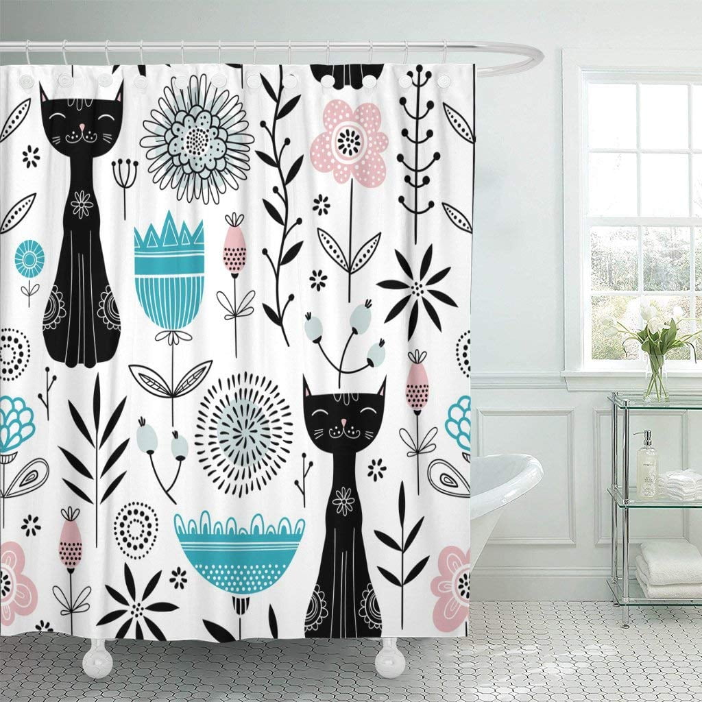 Cute Black Shower Curtains, Girly Black Shower Curtain