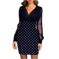thumbnail image 1 of Vestido de fiesta con cuello en V elegante retro sexy de malla con estampado de puntos a la moda para mujer Pompotops hdfakjf7498, 1 of 6