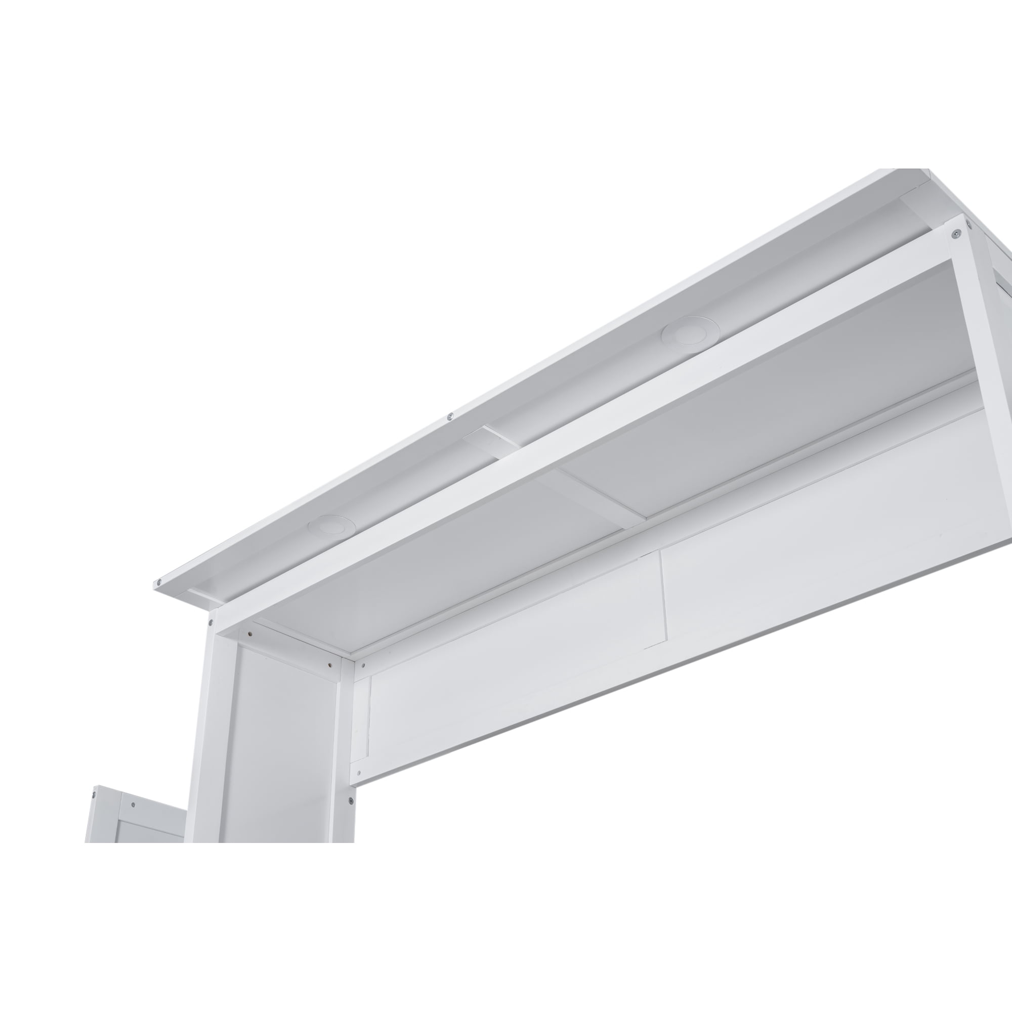 Noble House Queen Murphy Wall Bed with Shelves & LED Lights,White