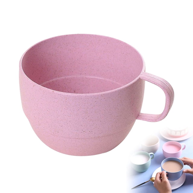 ONFD Wheat Straw Plastic Coffee Cups/Reusable Mugs With Handles Un Breakable Lightweight B P A F Ree For Children Adults Elderly