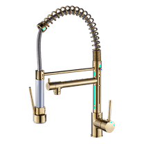 Commercial Kitchen Faucet with Pull Down Sprayer, Single Handle Single Lever Kitchen Sink Faucet Brushed Gold Faucet