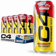 C4 Performance Energy Drink, Hawaiian Fruit Punch Juicy Red Flavor, Zero Sugar, Carbonated, 16 fl oz Can, 12 Pack