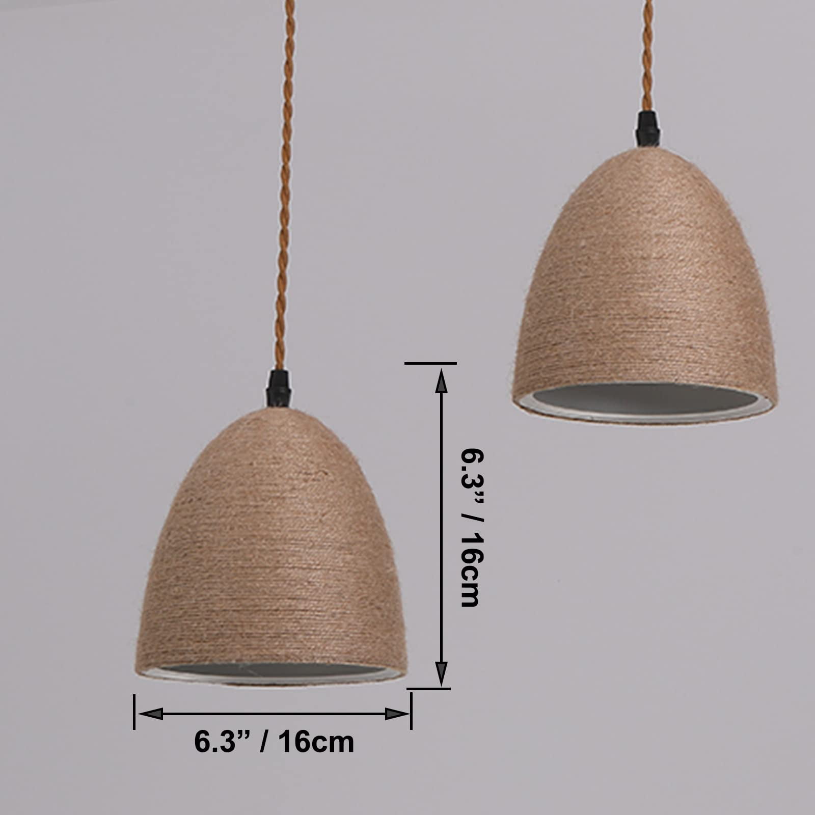 Kiven Plug in Pendant Light, Brown Vintage Style Hanging Light,Hanging Light Fixture with Plug in Cord and On/Off Dimmer Switch for Dining Room Bedroom Foyer Hallway Kitchen Island E26 Socket