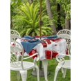 thumbnail image 2 of Outdoor Tablecloth with Umbrella Hole and Zipper, Red Christmas Round Table Cloth 54 Inch Waterproof Tablecloth, Snowman Gifts Xmas Tree Winter Snowflake Picnic Table Cover for Patio Camping, 2 of 7