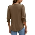 thumbnail image 5 of Fantaslook Blouses for Women Dressy Casual 3/4 Length Sleeve Womens Tops with Smocked Cuffs Fashion Shirts, 5 of 8