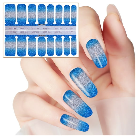 Sandistore Stick on Nails Short Clear Nail Stickers Glitter Gradient Color Full Wraps Polish Stickers Decal Strips Self-Ashesive Nail Sticker Sets For Women Girls Manicure Ideas for Short Nails