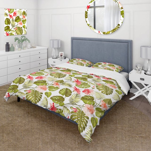 Designart 'Tropical Flower III' Juego de Funda Nórdica Tropical