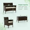 thumbnail image 3 of Costway 4 Metal Breathable Outdoor Conversation Sets with Loveseat and Table, Brown/Beige, 3 of 9