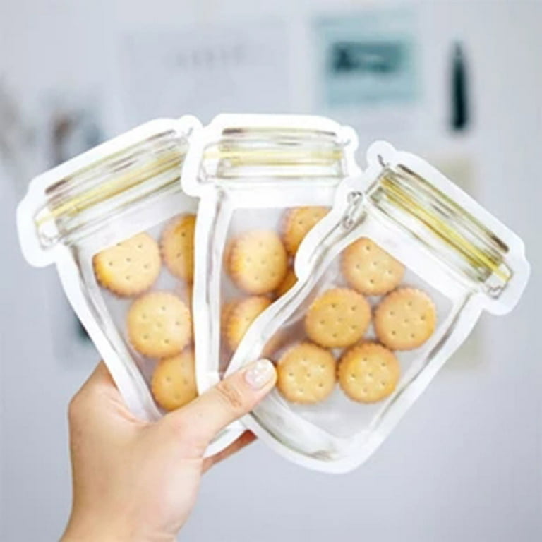 Verpetridure 10 Mixed Mason Jar Ziplock Bags Portable Sealed Transparent Food Storage Bags Size One size White