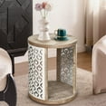 thumbnail image 3 of Farmhouse Round End Table, Distressed Wood Side Table, Bedside Table, 2-Tier Night Stand for Small Space, Living Room, Bedroom, Boho, Rustic, 3 of 7