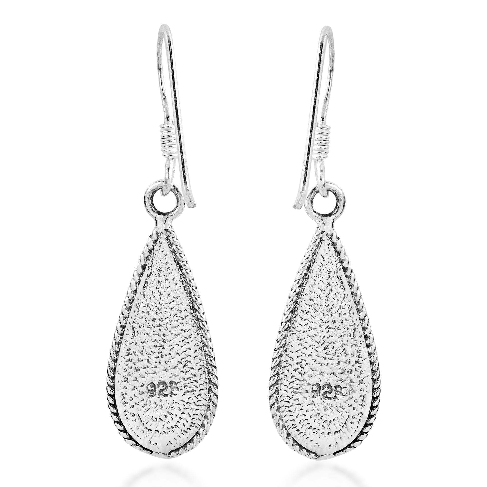 AeraVida Classic Teardrop Shaped Synthetic Red Coral Sterling Silver Fishhook Dangle Earrings