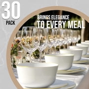 Crown Display White Gold Rim Plastic Bowls 16 Oz 30 Count | Heavy Duty Disposable Soup Bowls