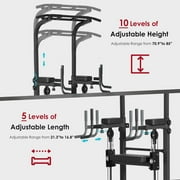 Soges Pull Up Bar 10 Adjustable Height Power Tower Dip Station for Enhanced Fitness, Multi-Functional Power Rack Workout Machine for Home Gym Strength Training Fitness Exercise Equipment,Black