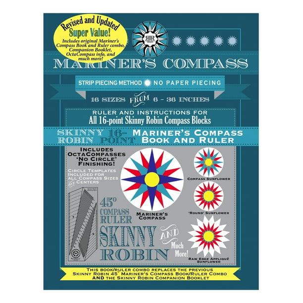 Skinny Robin 16-Point Mariner's Compass Quilt Book and Ruler Combo by ...