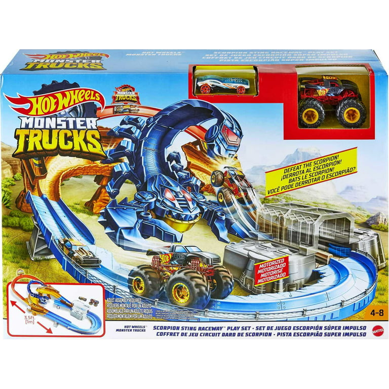 Hot Wheels Monster Trucks Scorpion Raceway Boosted Playset with 1