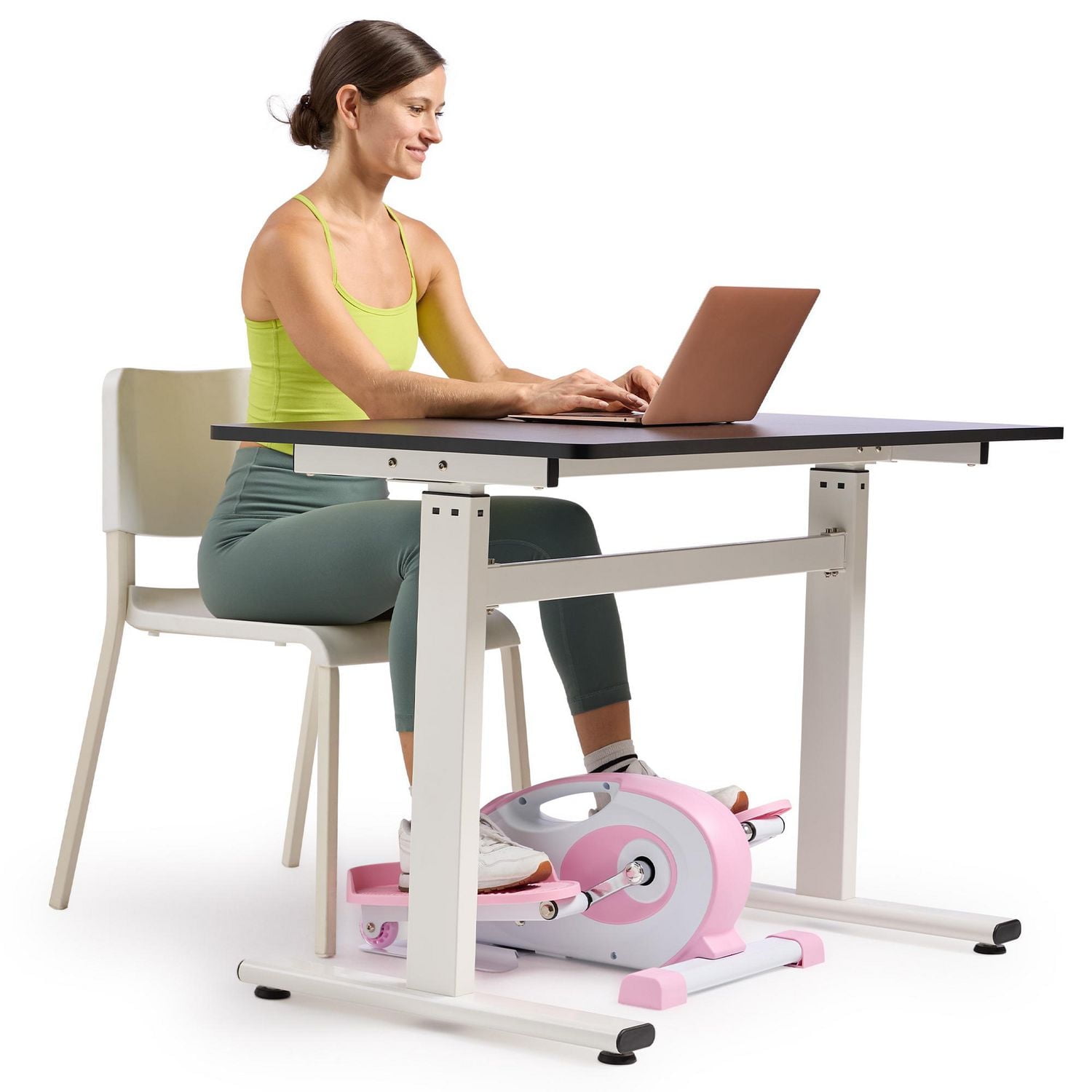 Sunny Health & Fitness Entraîneur Élliptique Intelligent Rose Sous-Bureau, Mini Pédalier d'Exercice pour Entraînement à Domicile/Bureau, Machine Portable pour l’Entraînement des Seniors, Lien Exclusif