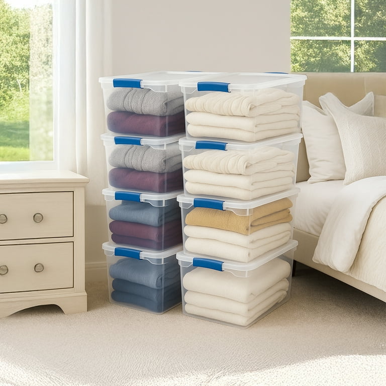 Homz 66 Quart Strong Modular Stackable Storage Containers, Clear