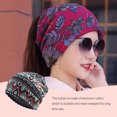 thumbnail image 4 of transemion Bonnet Slouchy Style Bohème Musulman Hijab Turban Extensible Mode Protection des Oreilles Accessoires Coiffure Bonnet Bleu Losange, 4 of 9
