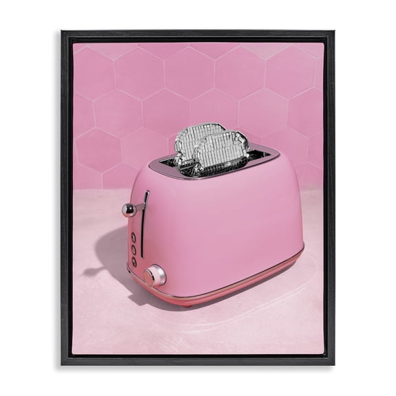 Stupell Industries Glam Disco Toaster over Pink Black Floating Frame Canvas Art, 17 x 21, by LISH Creative