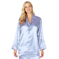 thumbnail image 2 of Intimo Womens' Button Front Charmeuse 2-Piece Long-Sleeve Collared Pajama Pant Set Sleepwear Loungewear, 2 of 5