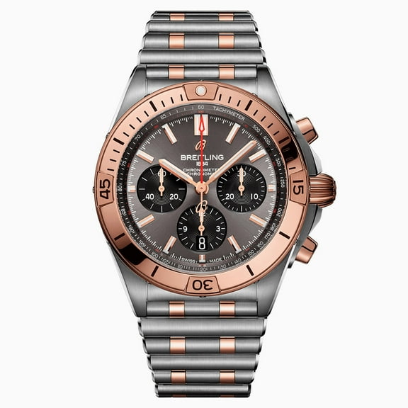 Breitling Chronomat B01 42 Grey Chronograph Dial Rose Gold & Steel Men's Watch UB0134101B1U1