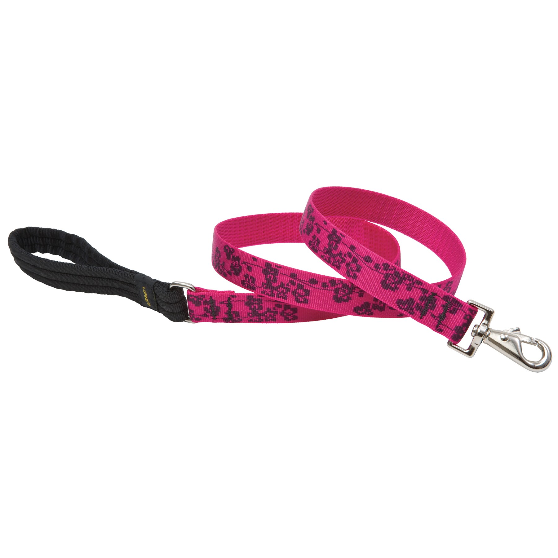 LupinePet Originals 1" Plum Blossom 6-Foot Padded Handle Leash for Medium and Larger Dogs