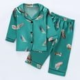 thumbnail image 2 of Odeerbi 1-8 Años Niños Niñas Pijamas de Raso Solapa de Muesca Camisa de Manga Larga Conjunto de Dos Piezas de Pijama Suave Estampado Floral, 2 of 9