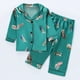 thumbnail image 2 of Odeerbi 1-8 Años Niños Niñas Pijamas de Raso Solapa de Muesca Camisa de Manga Larga Conjunto de Dos Piezas de Pijama Suave Estampado Floral, 2 of 9