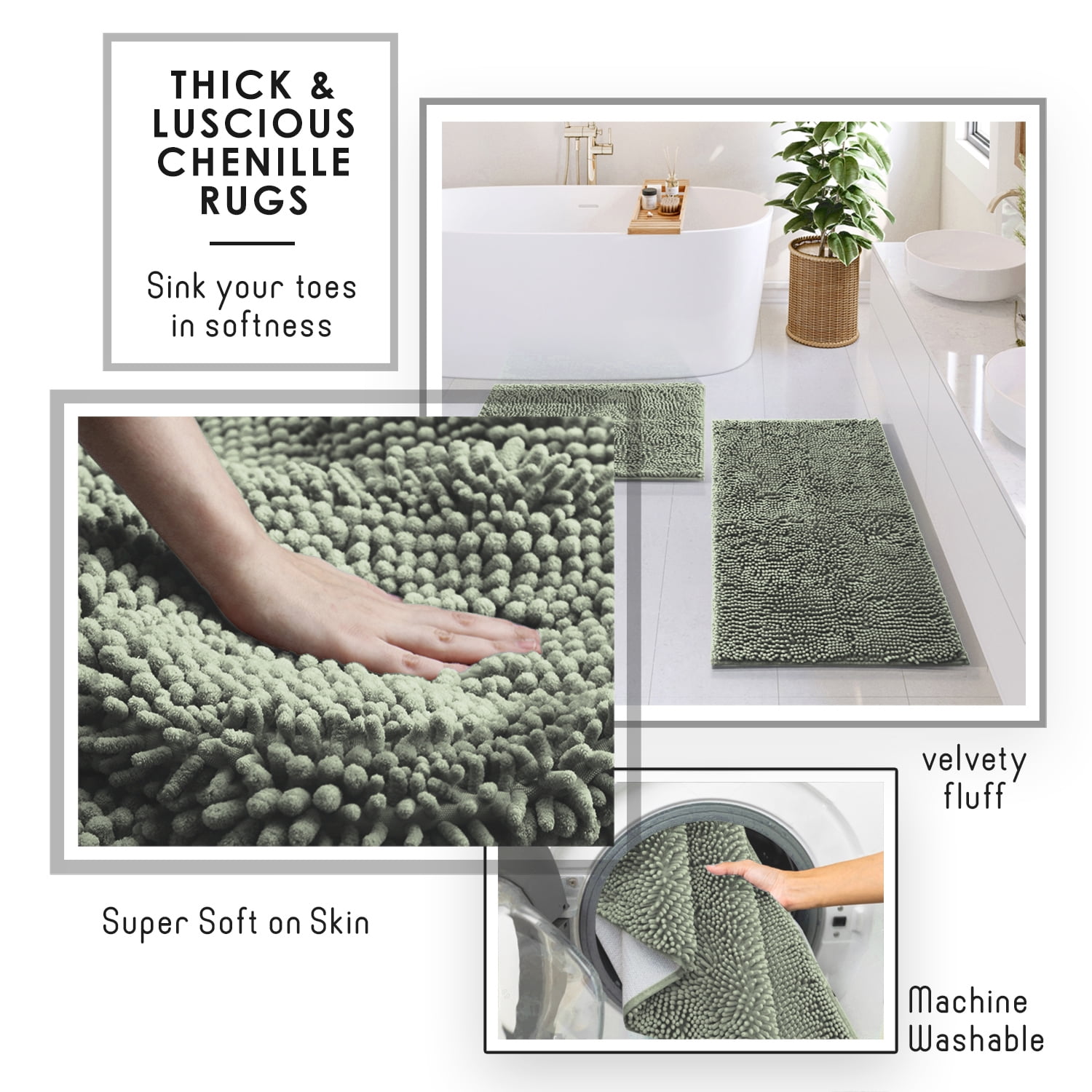Hearth & Harbor 21 Piece Bathroom Sets with Shower Curtain and Rugs and Accessories, Sage Green