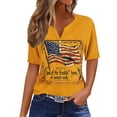 thumbnail image 4 of Mifsaly Independence Day Tops for Women 4Th Of July Cotton T-Shirt Henley V Neck Button Closure Short Sleeve Shirt Patriotic Stars and Stripes Print Loose Fit Flowy Top M, 4 of 7