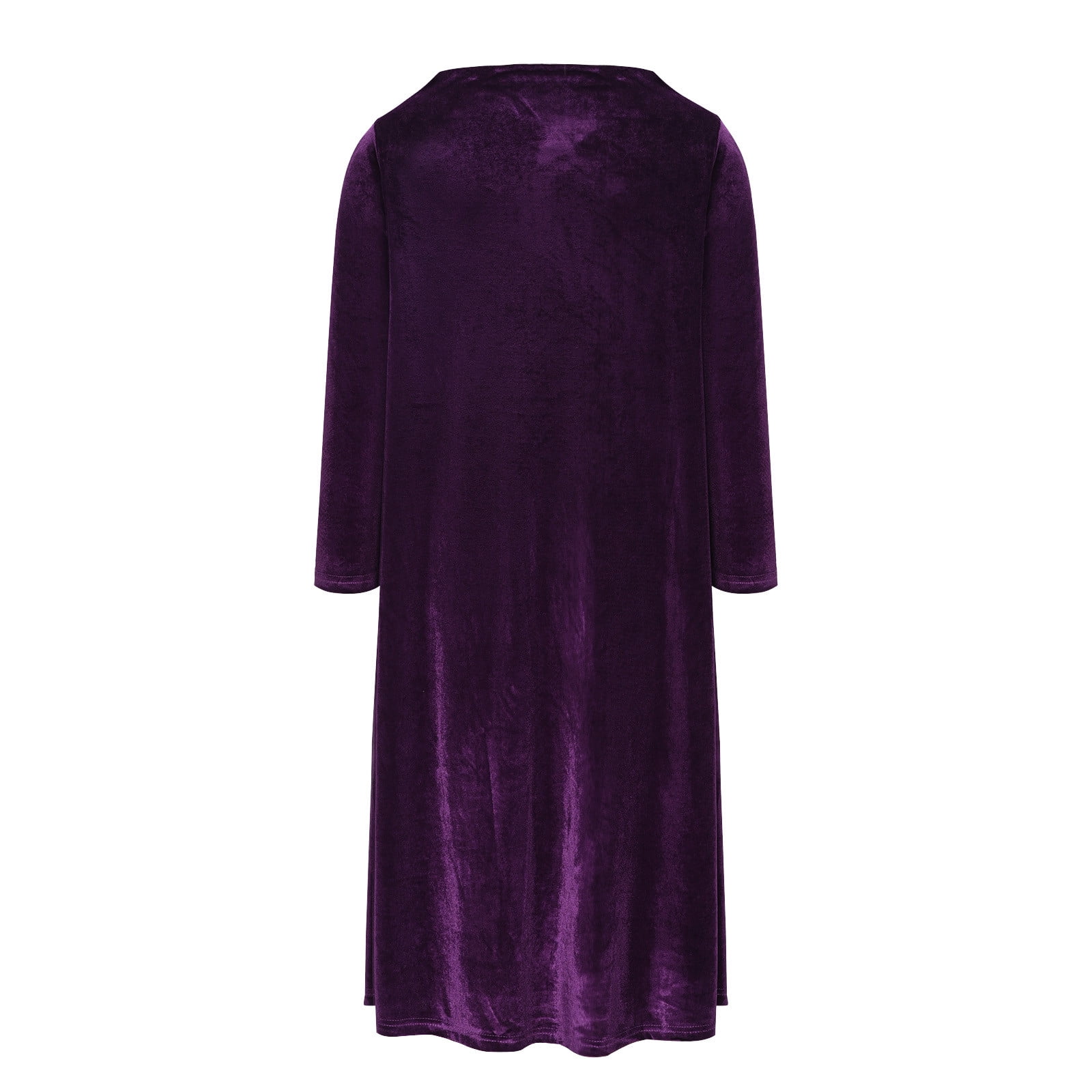 OSFVNOXV Velvet Dress for Women Plus Size Long Sleeve Evening Dress Loose Fit Solid Color Wedding Guest Dress