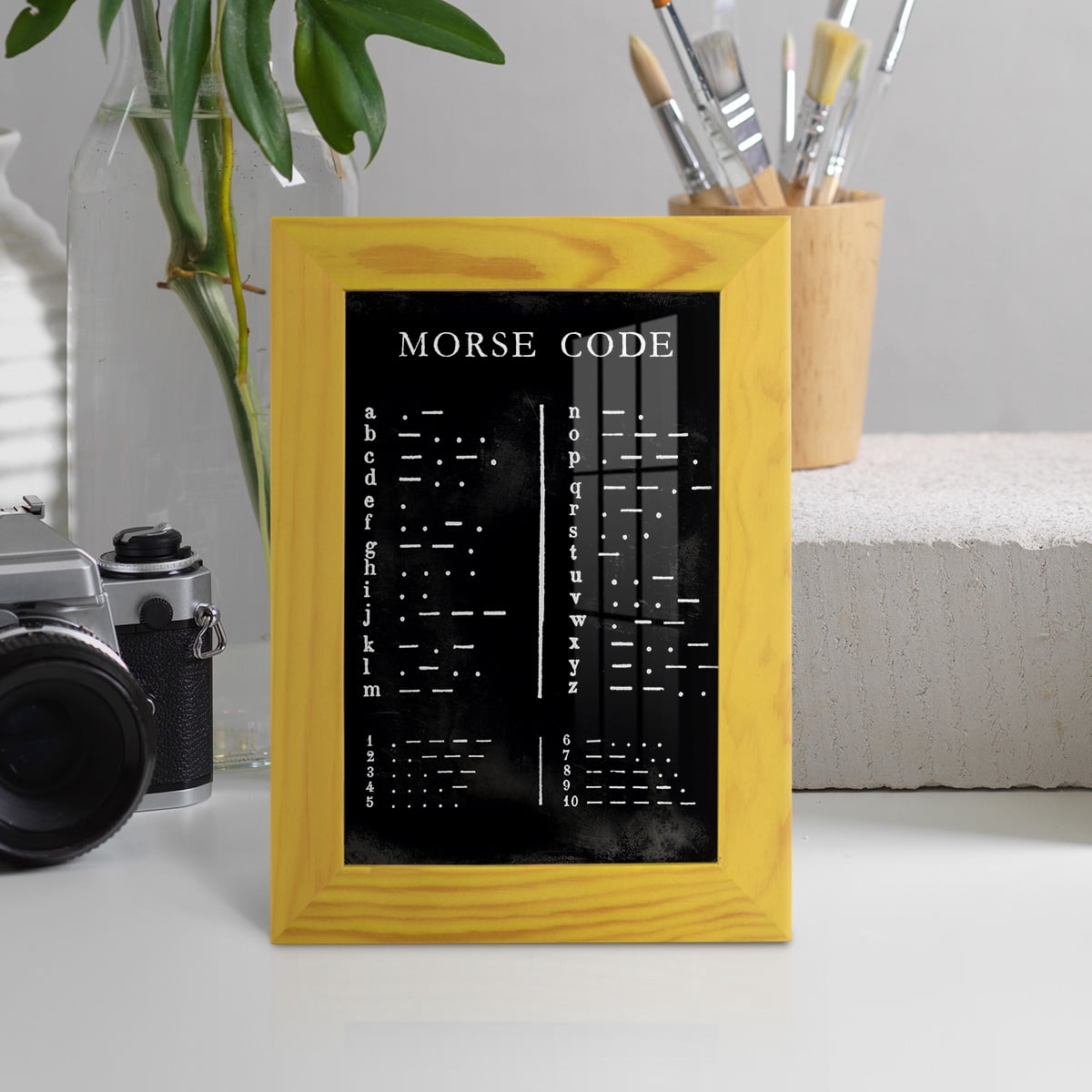Morse Code Chart - Framed Print w/glass - Sunflower Yellow