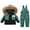 Green, variant on XIMIN Kids 2 Piece Snowsuit Set Winter Waterproof Faux Fur Hooded Puffer Jacket & Snow Bib Pants Outfit Boy Girl Ski Suits Baby Warm Thick Outfit
