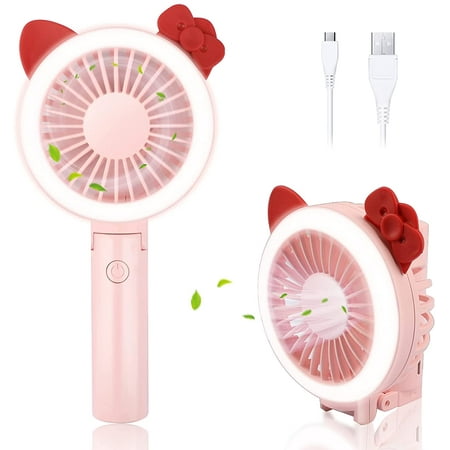 

[NEWEST FOLDABLE LED Handheld Fan] Mini USB Personal Fan with Adjustable 3 Speeds Wind Small Portable Fan Light Desk Fan Small Quiet for Kids Baby Girls Woman Home Office Outdoor Travel