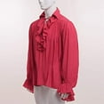 thumbnail image 5 of Men'S Dress Shirts Fashion Retro Pirate Shirt Ruffle Solid Color Long Sleeve Lapel Gothic Blouse, 5 of 6