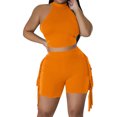 thumbnail image 2 of Women's Summer Two-piece Outfit Set Crew Neck Sleeveless Tank Set Stretch Shorts Set Casual Sport Yoga Clothes Set, 2 of 9