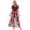 Deep Red, variant on Women's Smocked High-Low Printed Surplice Dress with 65% rayon 30% polyester 5% spandex fabric blend for summer wear