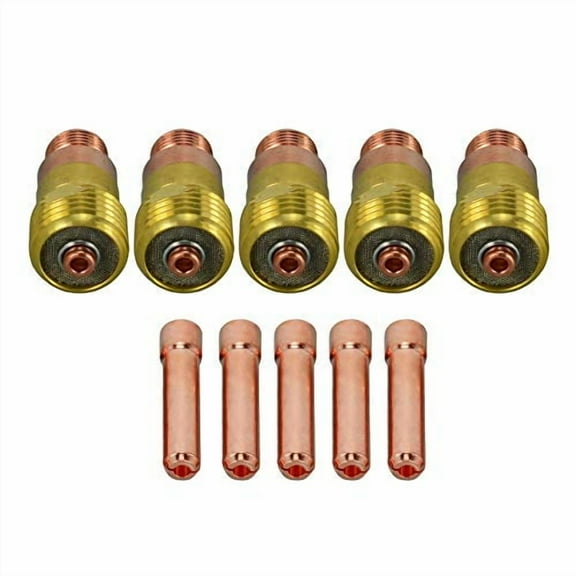 RIVERWELD TIG Stubby Gas Lens 17GL332 3/32'' & Ø2.4mm 10N24S TIG Collet Kit Fit DB SR WP 17 18 26 TIG Welding Torch (10pcs, 3/32'' Ø2.4mm)