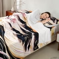thumbnail image 4 of Manfei Ink Cherry Mountain Full Size Sheets for Teens, Wave Sun Bed Sheets, Pink Gold Black 4 Pieces, 1 Flat Sheet, 1 Fitted Sheet and 2 Pillowcases, 4 of 6