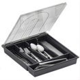 thumbnail image 1 of Silverware Container with Removable Lid, Countertop silverware holders Plastic Silverware Tray for Drawer, 5 Compartments Flatware Organizer (Grey), 1 of 6