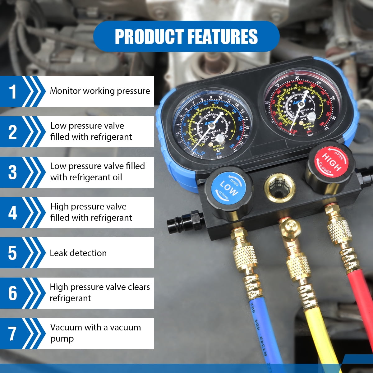 Mrcartool Refrigeration Digital Manifold Pressure Gauge HVAC System Tester for Home Ship Car A/C